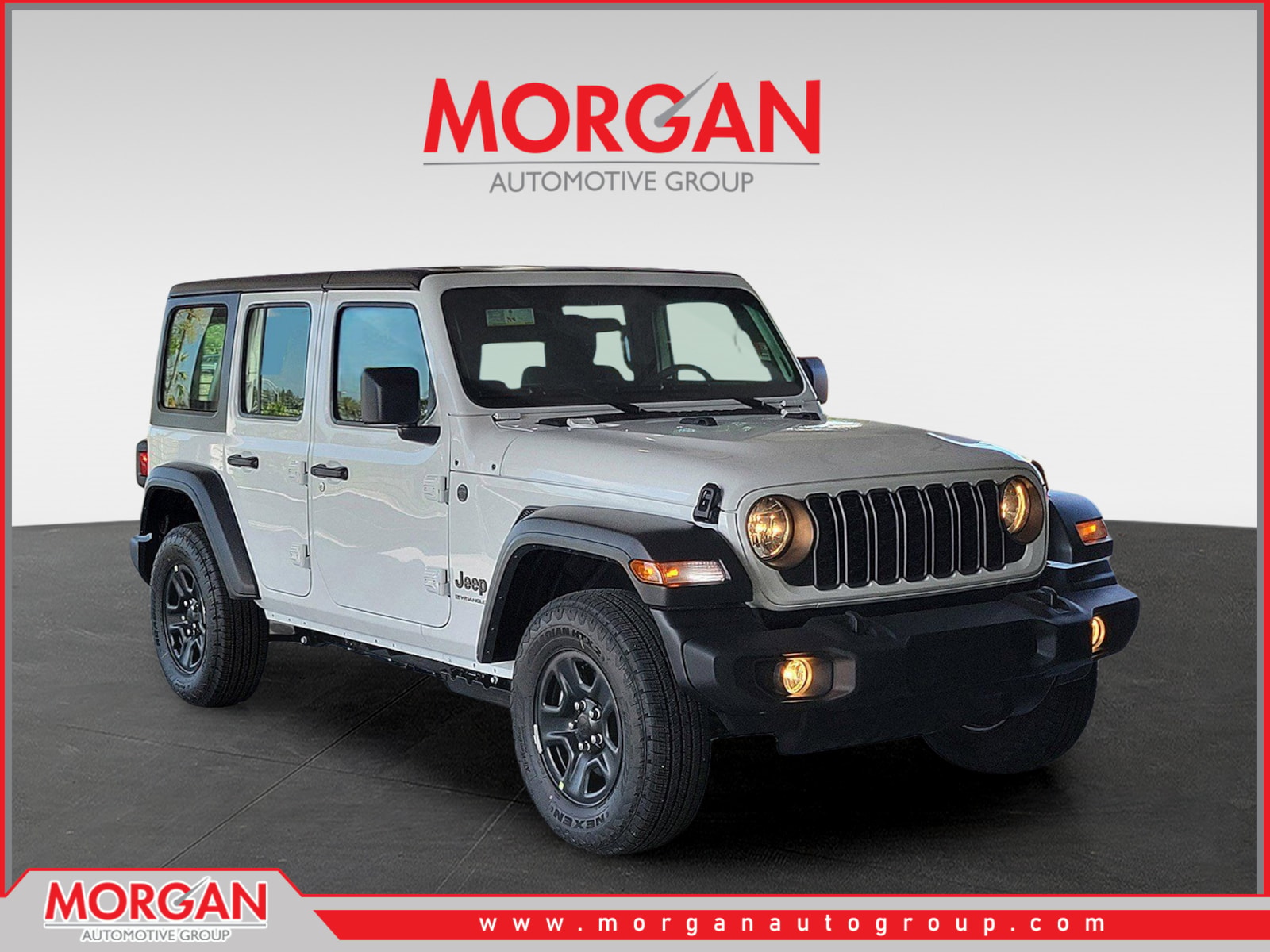 2026 Jeep Wrangler Sport in Bright White Clearcoat — front three-quarter view