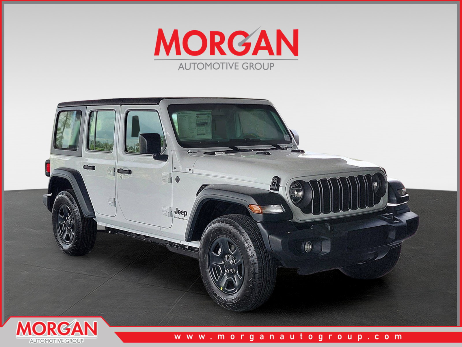 2026 Jeep Wrangler Sport in Bright White Clearcoat — front three-quarter view