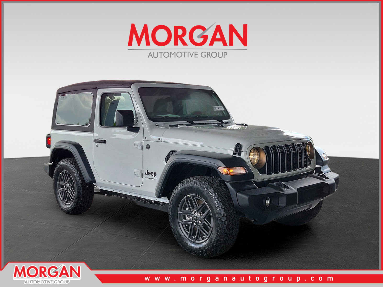 2026 Jeep Wrangler Sport S in Bright White Clearcoat — front three-quarter view