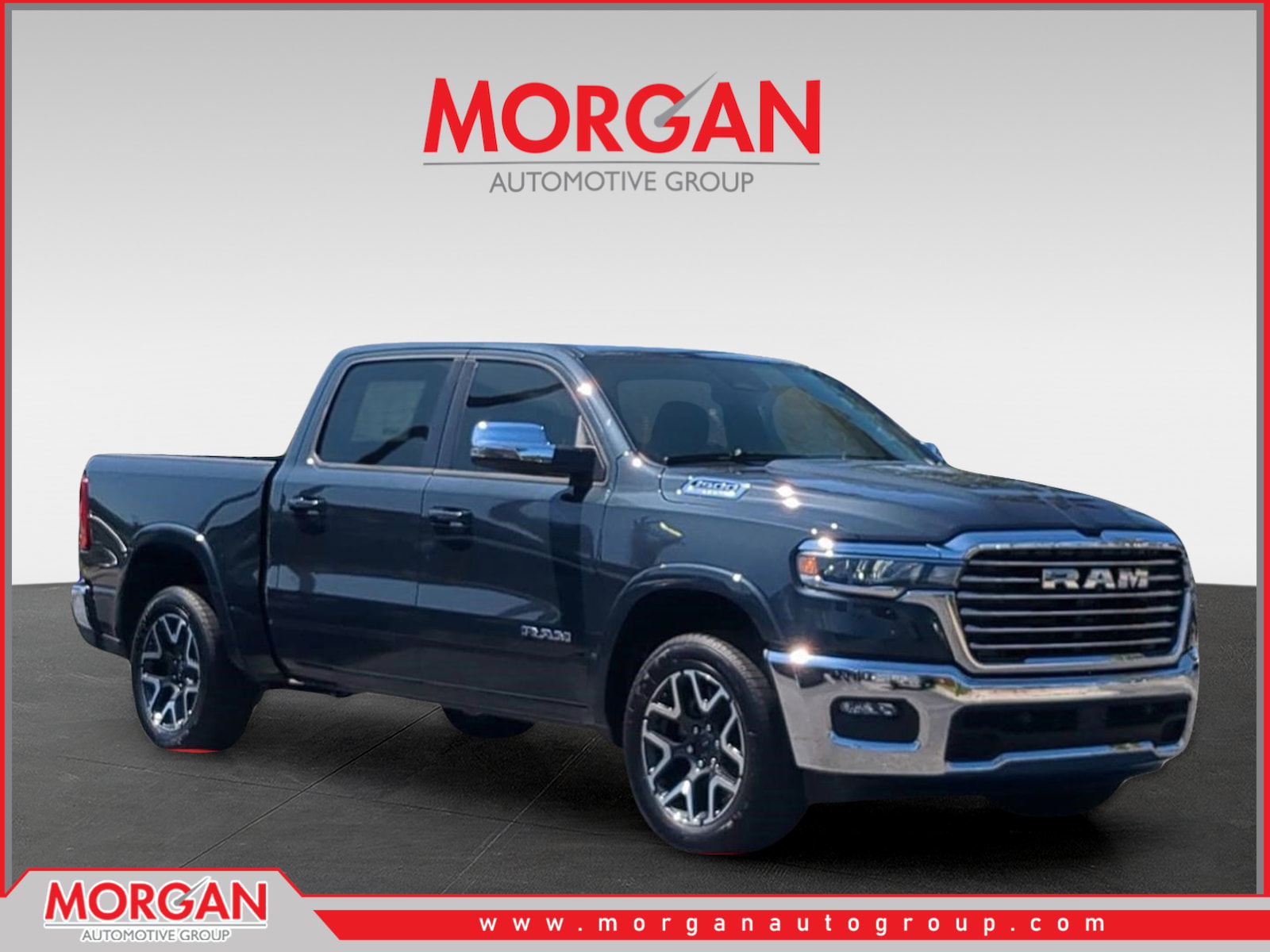 2026 Ram 1500 Laramie in Blue — front three-quarter view
