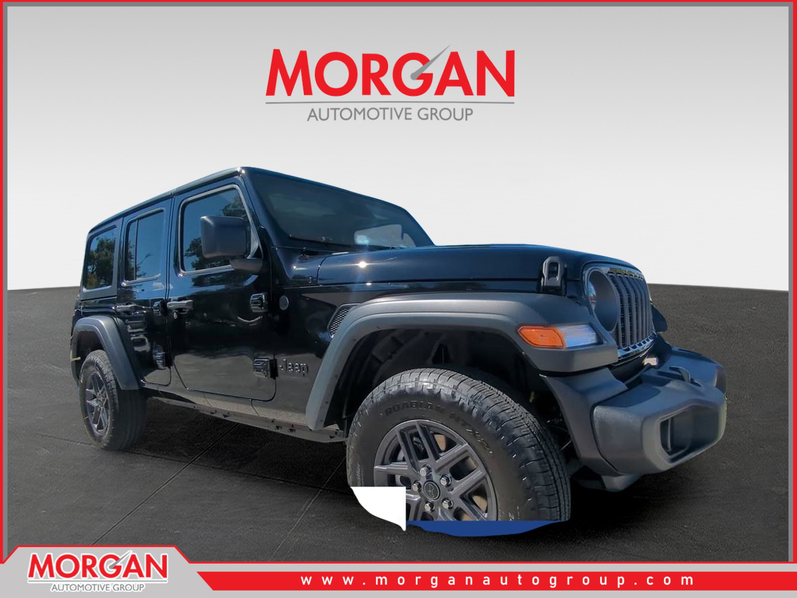 2026 Jeep Wrangler Sport S in Black — front three-quarter view