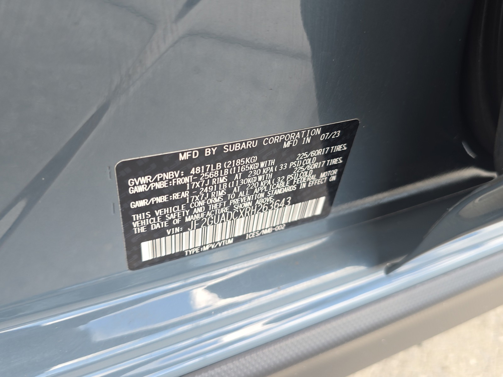 Used 2024 Offshore Blue Metallic Subaru Premium image 33