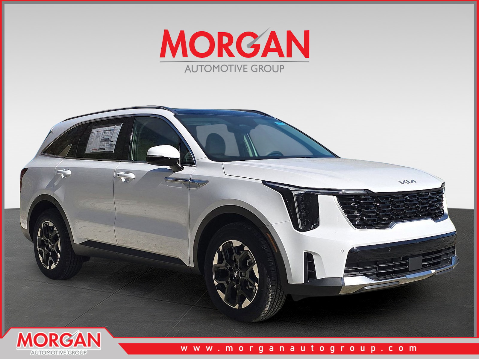2026 Kia Sorento S in Glacial White Pearl — front three-quarter view