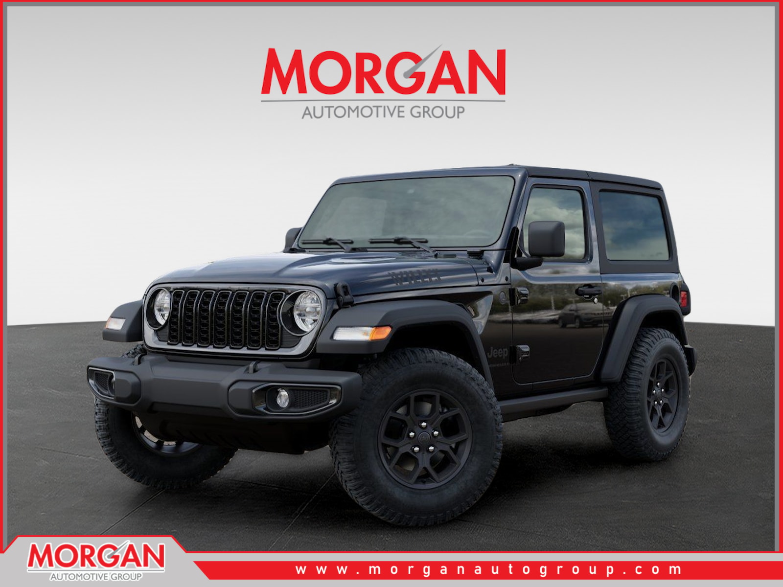 2026 Jeep Wrangler Willys in Black — front three-quarter view