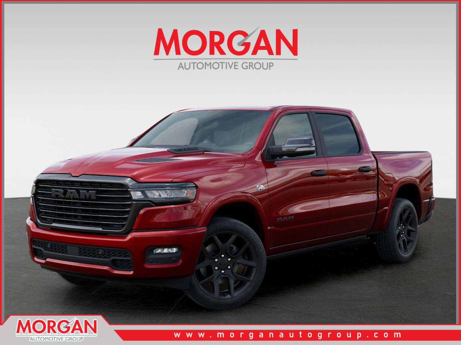 2026 Ram 1500 Laramie in Red — front three-quarter view