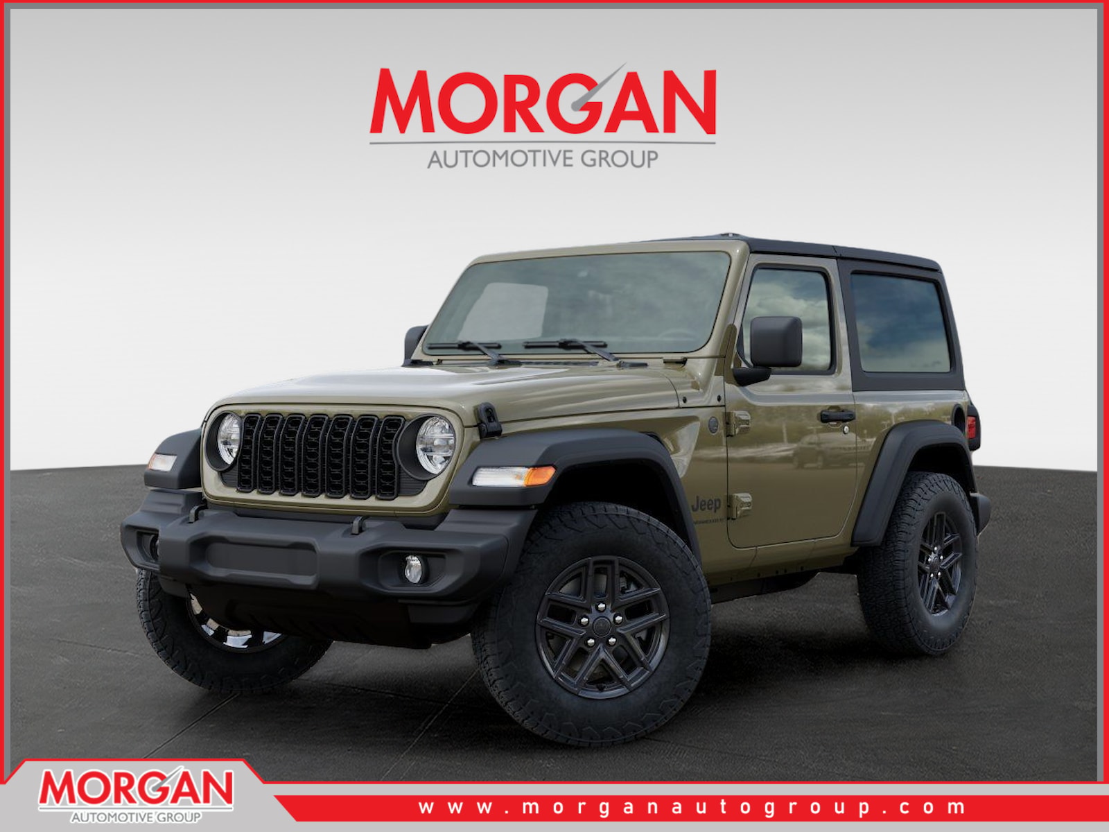 2026 Jeep Wrangler Sport S in Green — front three-quarter view
