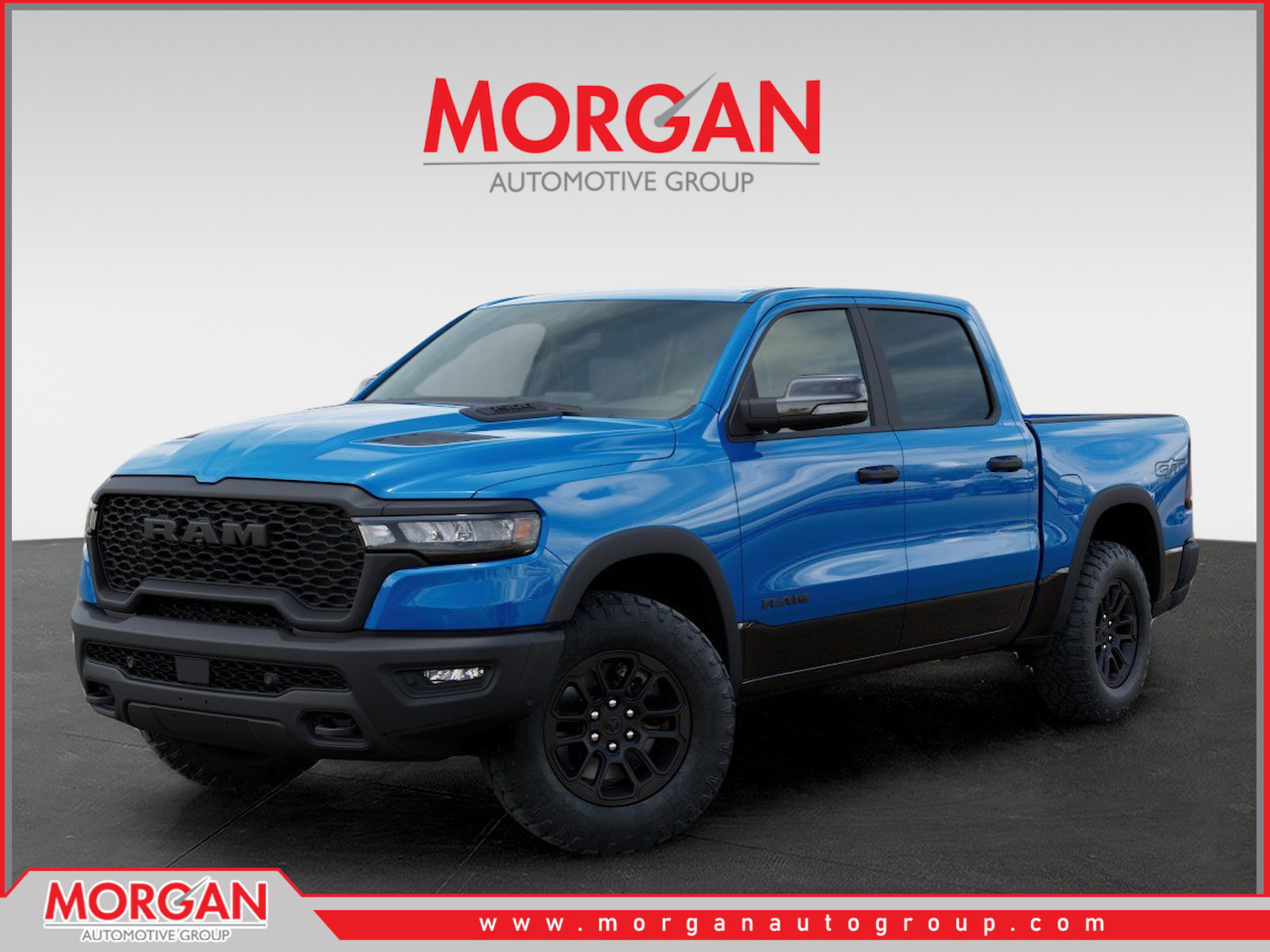 2026 Ram 1500 Rebel in Blue — front three-quarter view