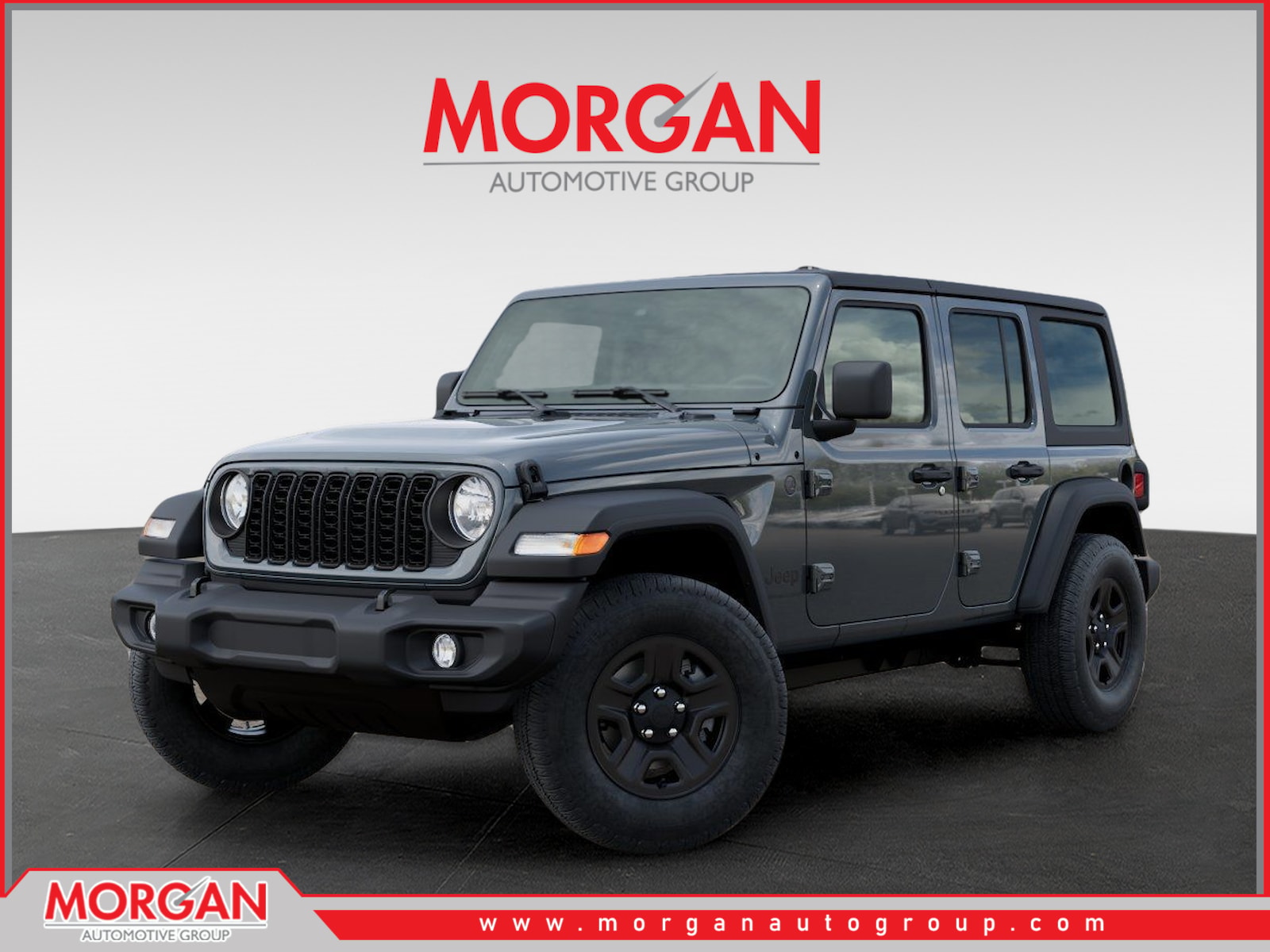 2026 Jeep Wrangler Sport in Gray — front three-quarter view