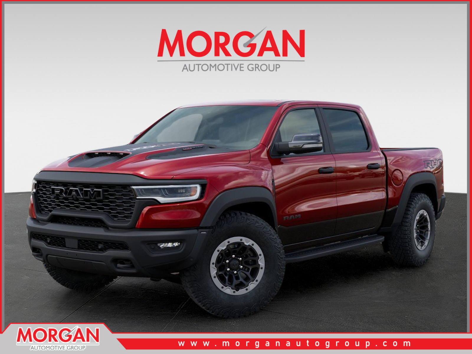 2026 Ram 1500 RHO in Red — front three-quarter view