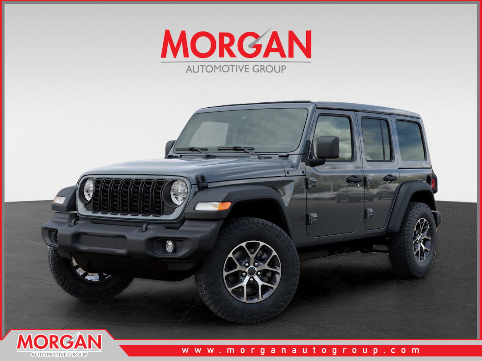 2026 Jeep Wrangler Sport S in Gray — front three-quarter view