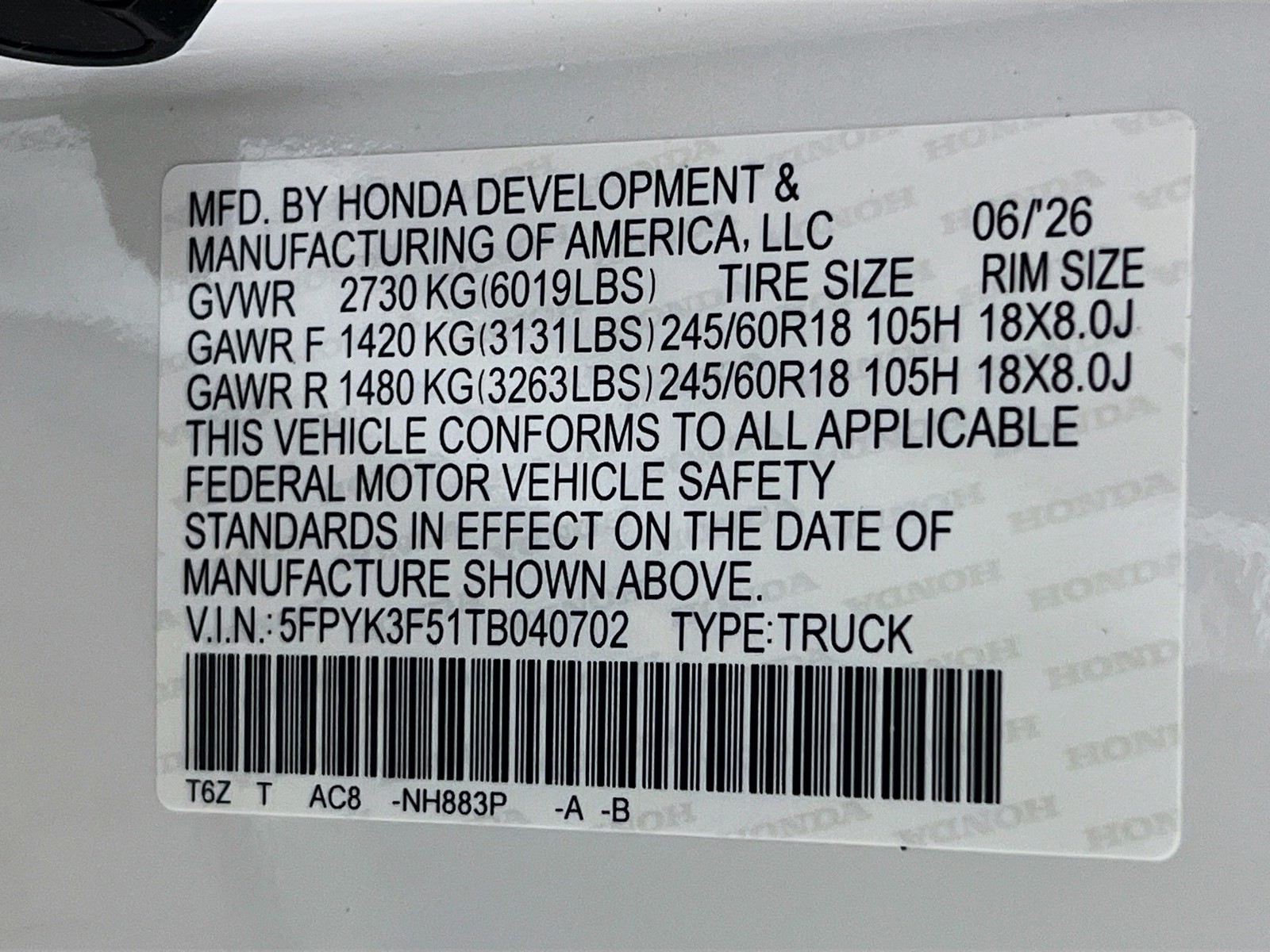 New 2026 White Honda RTL image 31