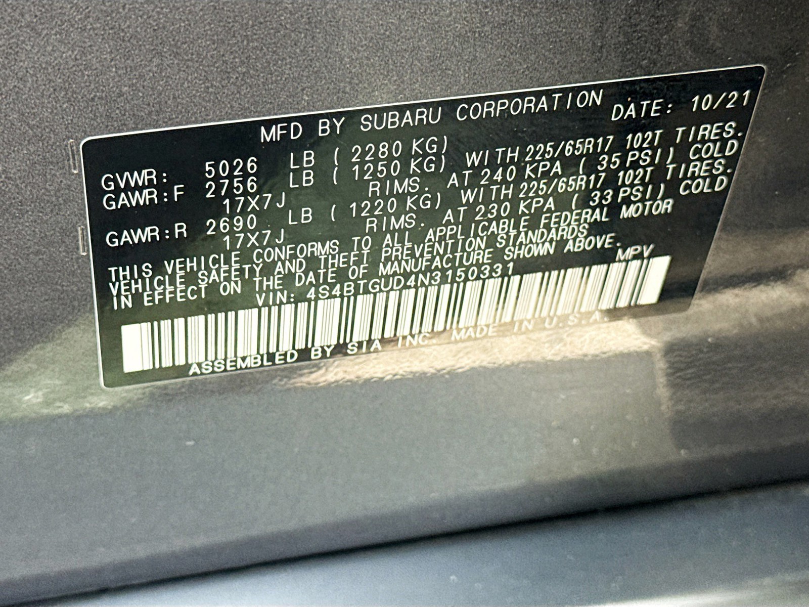 Certified Used 2022 Magnetite Gray Metallic Subaru Wilderness image 44
