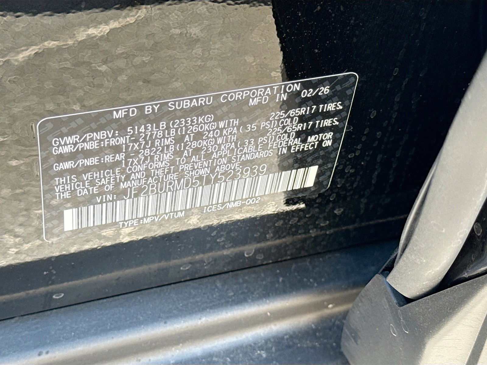 New 2026 Crystal Black Silica Subaru Wilderness image 42