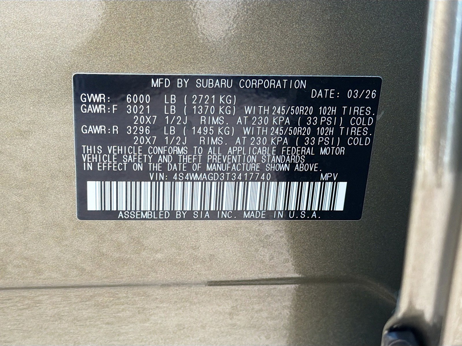 New 2026 Autumn Green Metallic Subaru Limited image 43