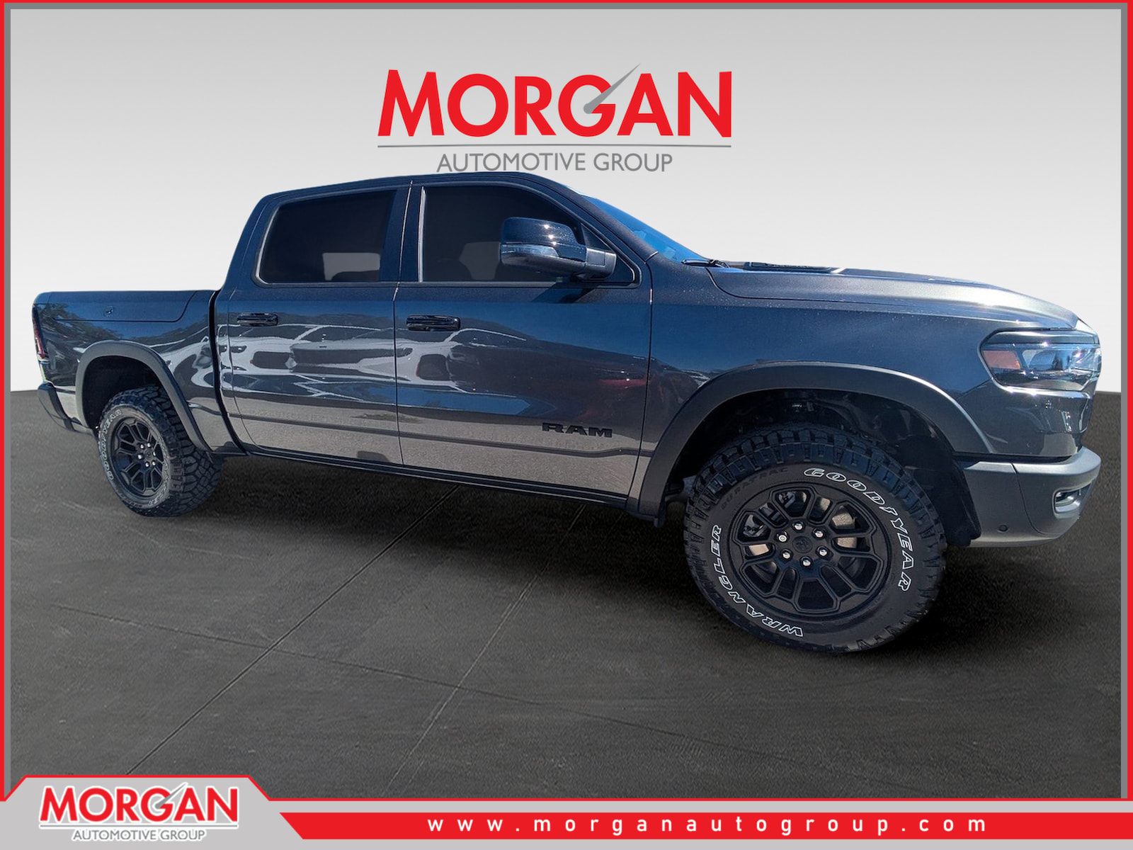 2026 Ram 1500 Rebel in Gray — front three-quarter view