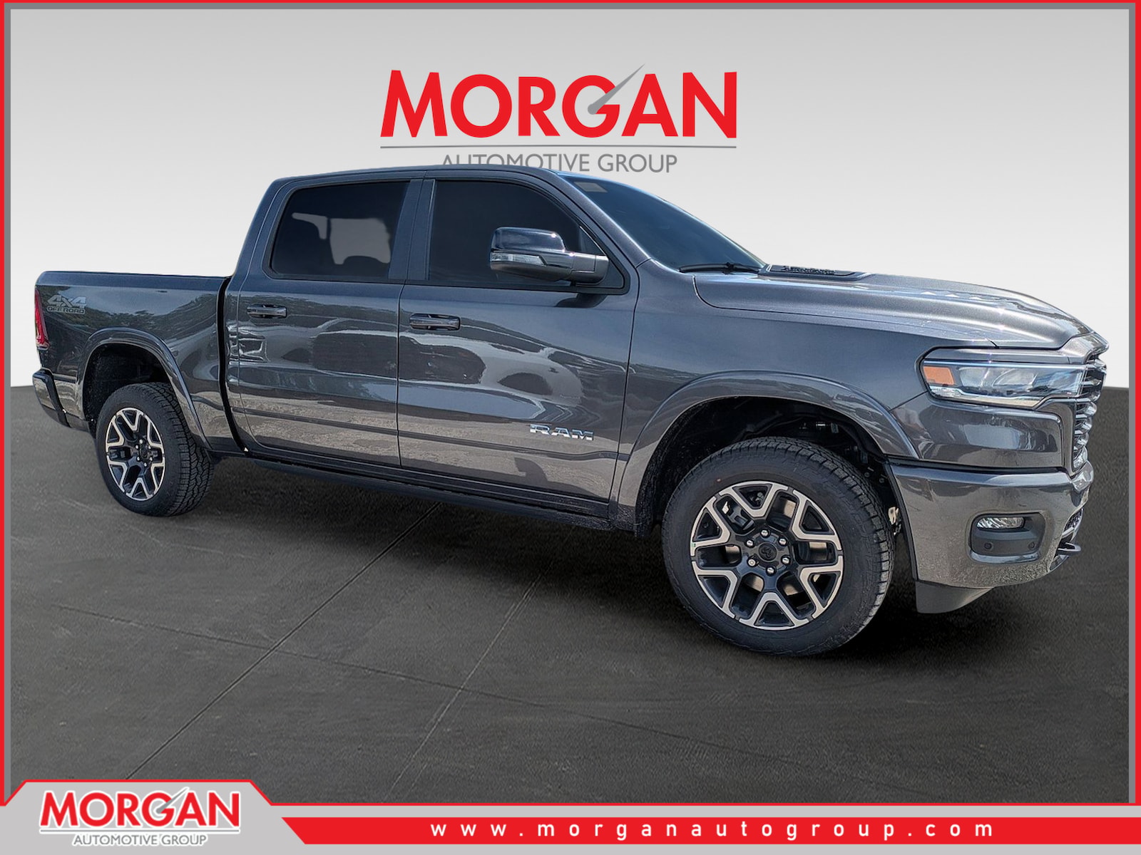 2026 Ram 1500 Laramie in Gray — front three-quarter view