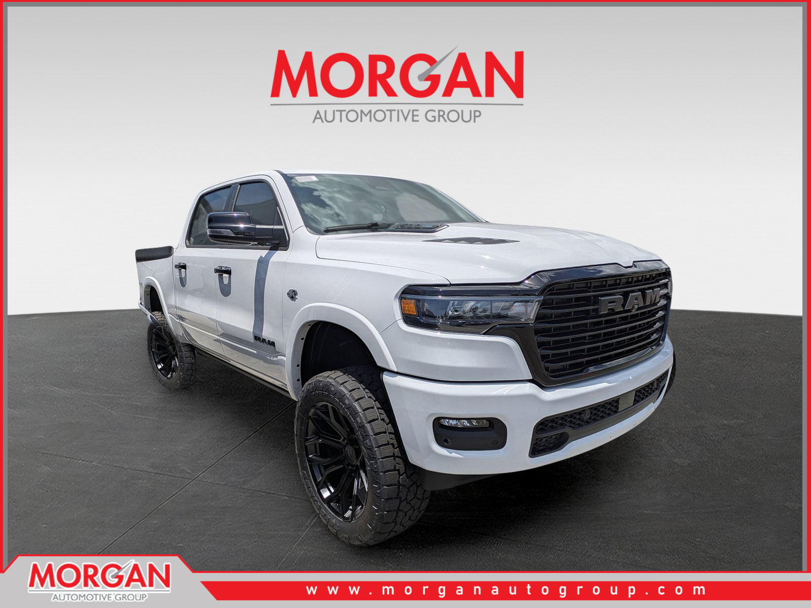 2026 Ram 1500 Laramie in White — front three-quarter view