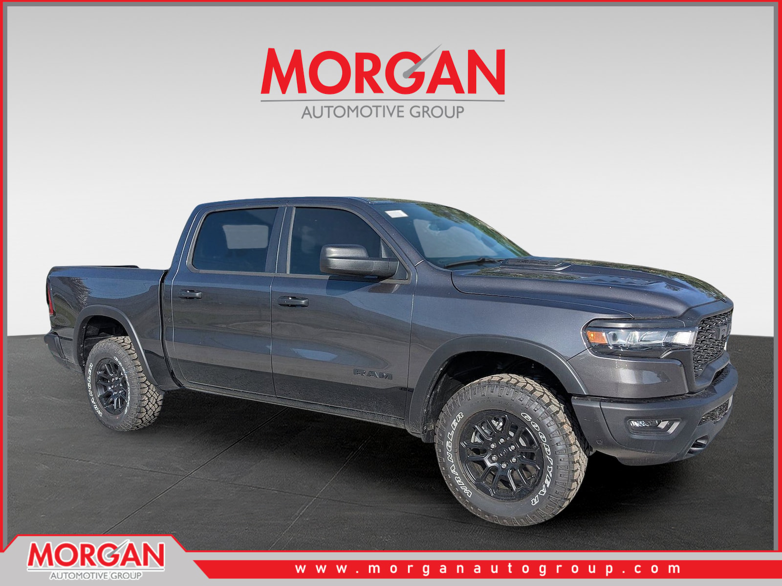 2026 Ram 1500 Rebel in Gray — front three-quarter view