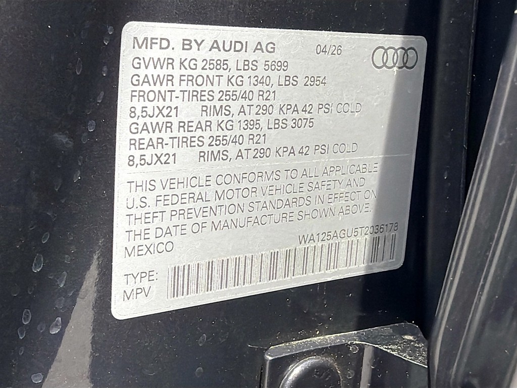 New 2026 Tambora Gray Metallic Audi Premium Plus image 40
