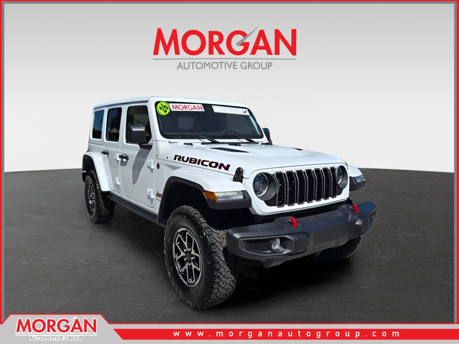 2026 Jeep Wrangler Rubicon in Bright White Clearcoat — front three-quarter view