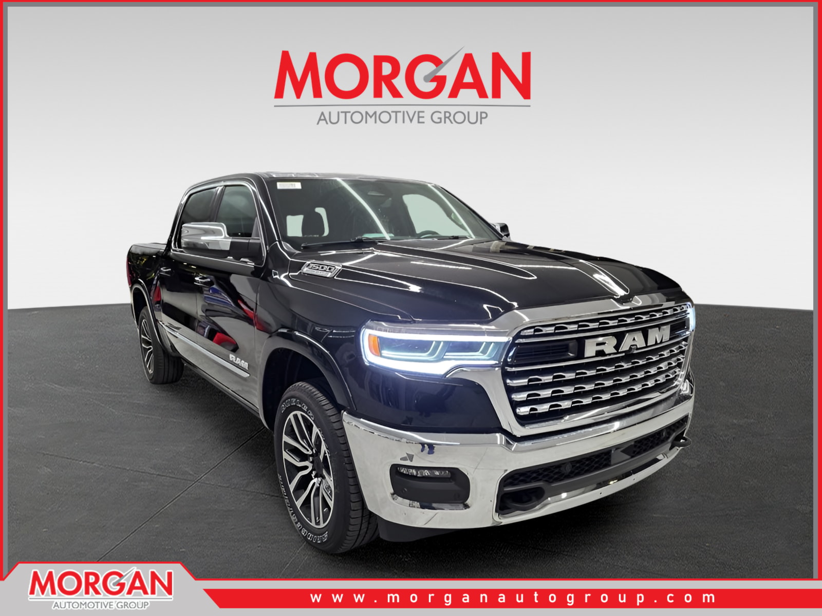 2026 Ram 1500 Limited in Diamond Black Crystal Pearlcoat — front three-quarter view