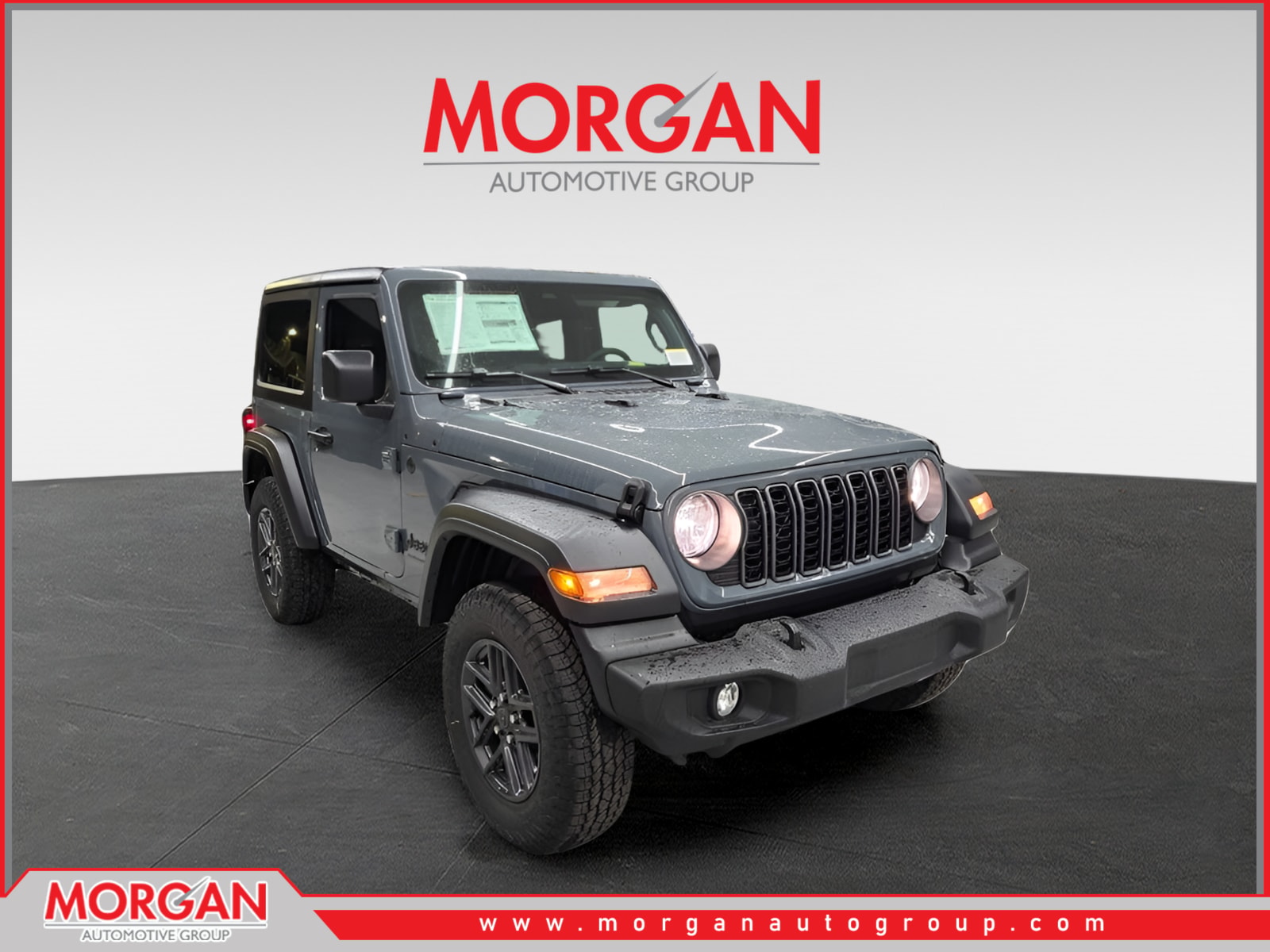 2026 Jeep Wrangler Sport S in Anvil Clearcoat — front three-quarter view