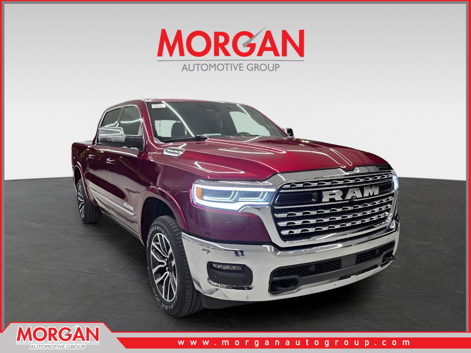 2026 Ram 1500 Limited in Delmonico Red Pearlcoat — front three-quarter view