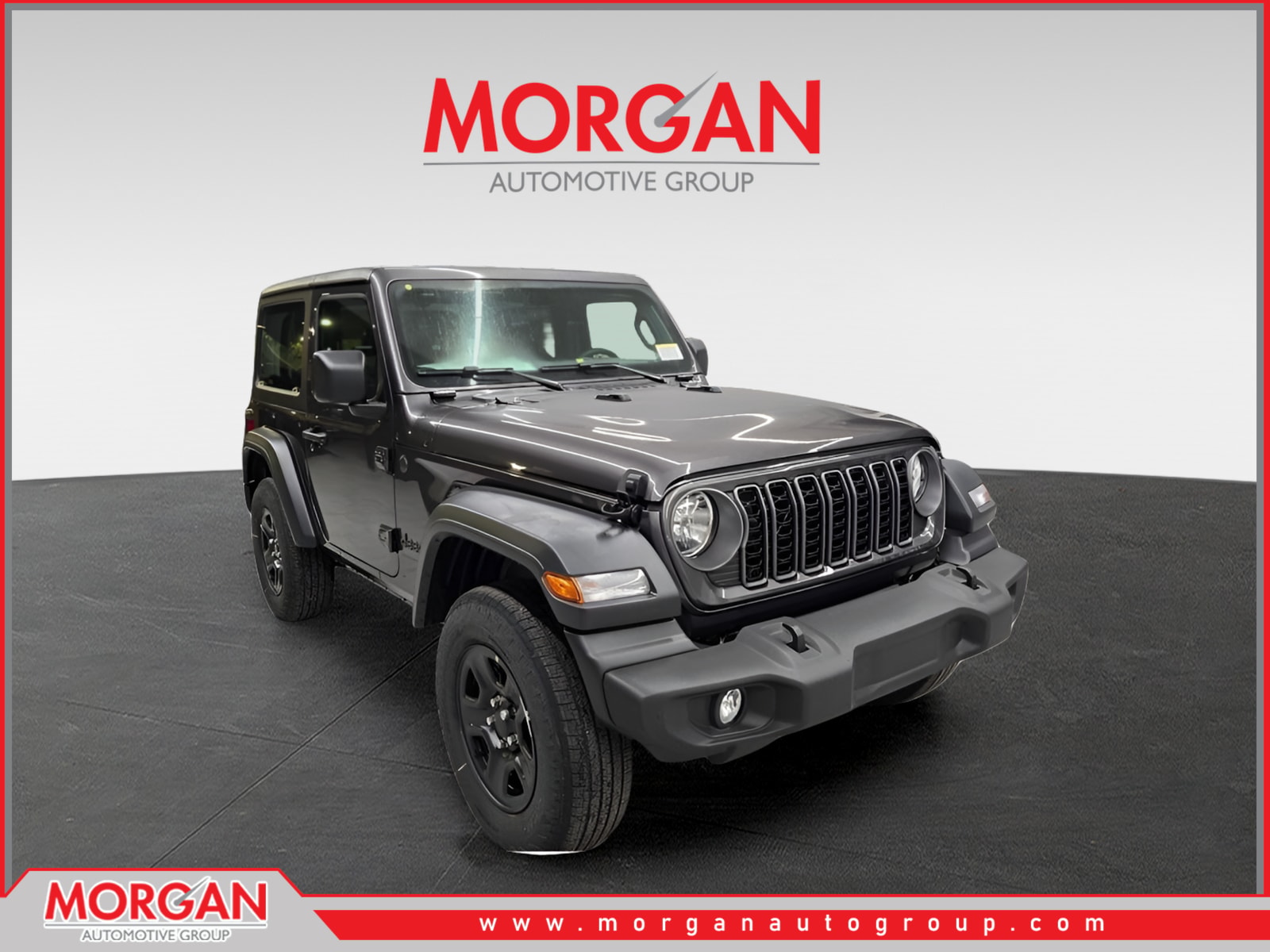 2026 Jeep Wrangler Sport in Granite Crystal Metallic Clearcoat — front three-quarter view