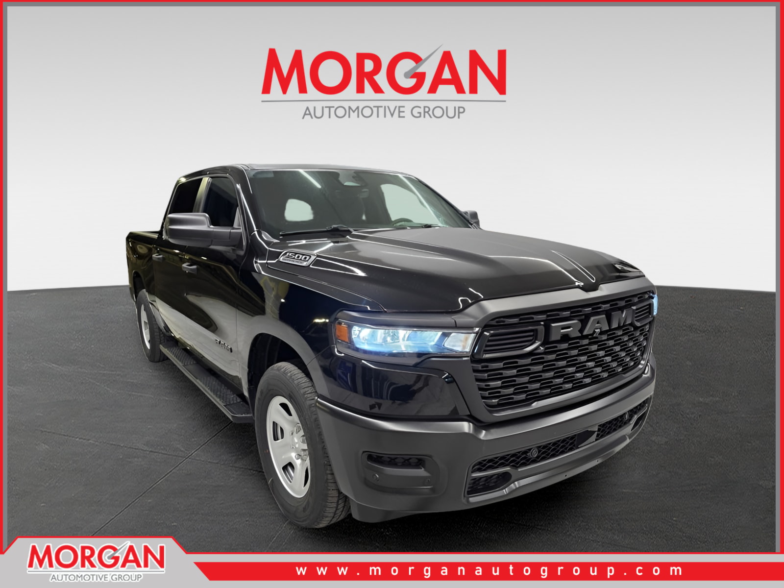 2026 Ram 1500 Tradesman in Diamond Black Crystal Pearlcoat — front three-quarter view