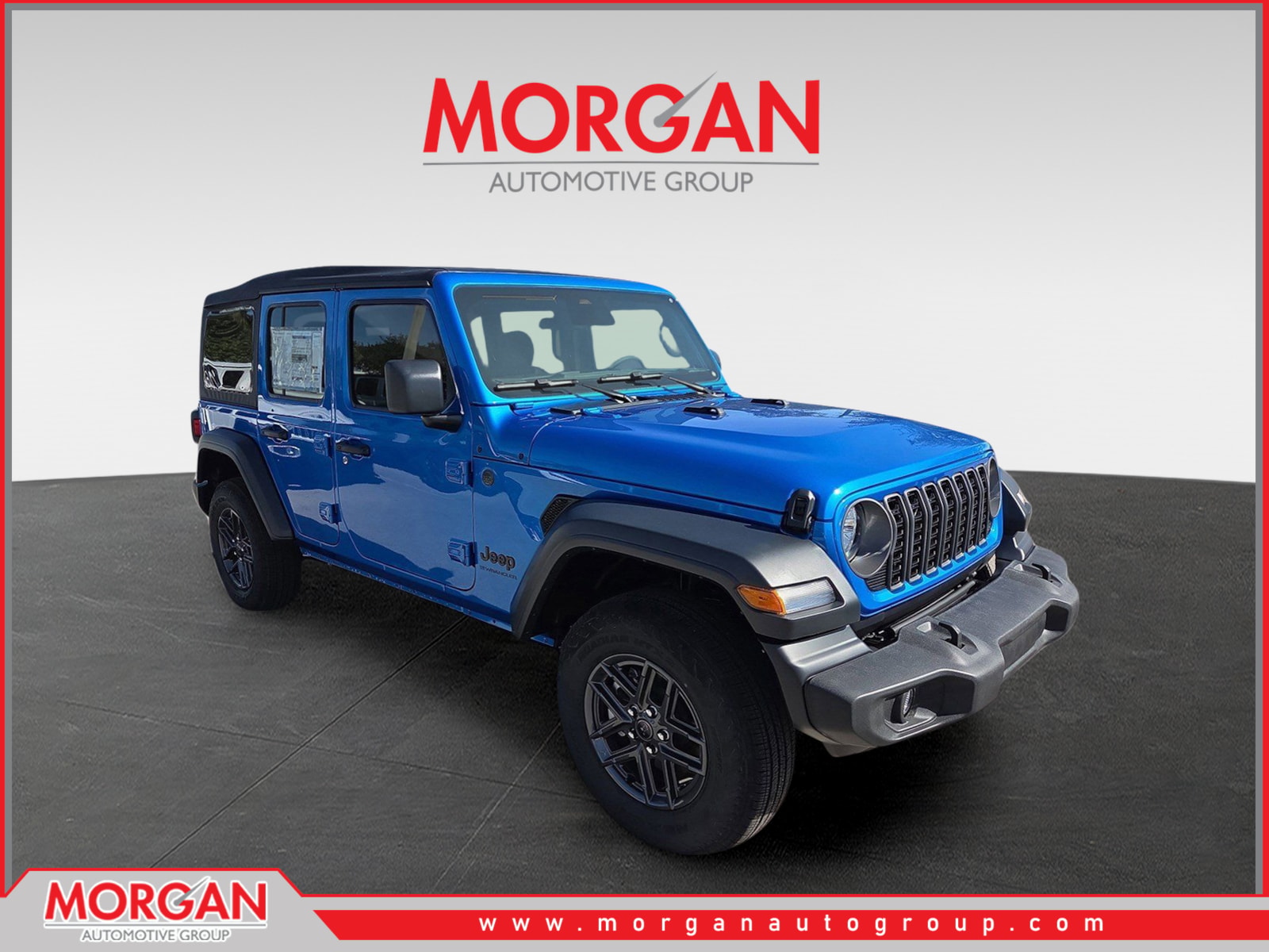 2026 Jeep Wrangler Sport S in Blue — front three-quarter view