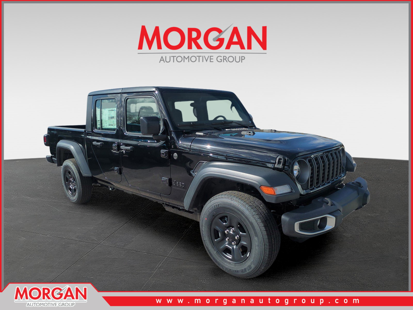 2026 Jeep Gladiator Sport in Black — front three-quarter view