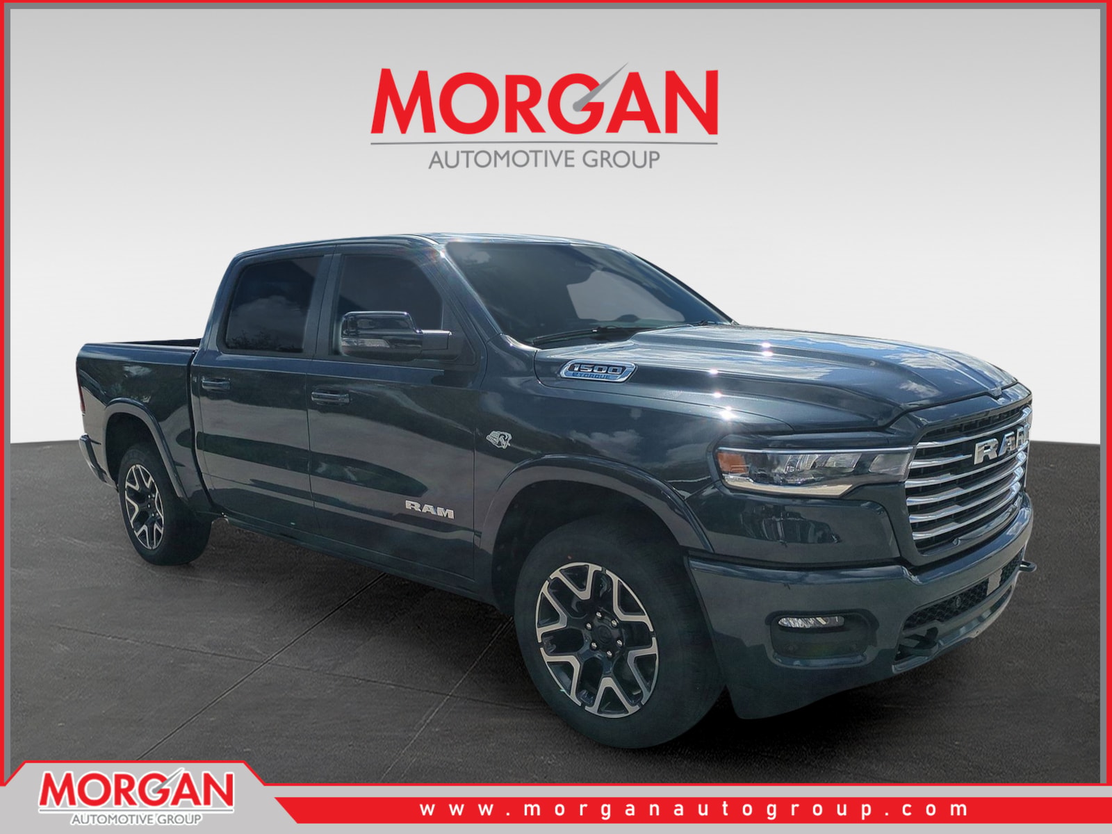 2026 Ram 1500 Laramie in Blue — front three-quarter view
