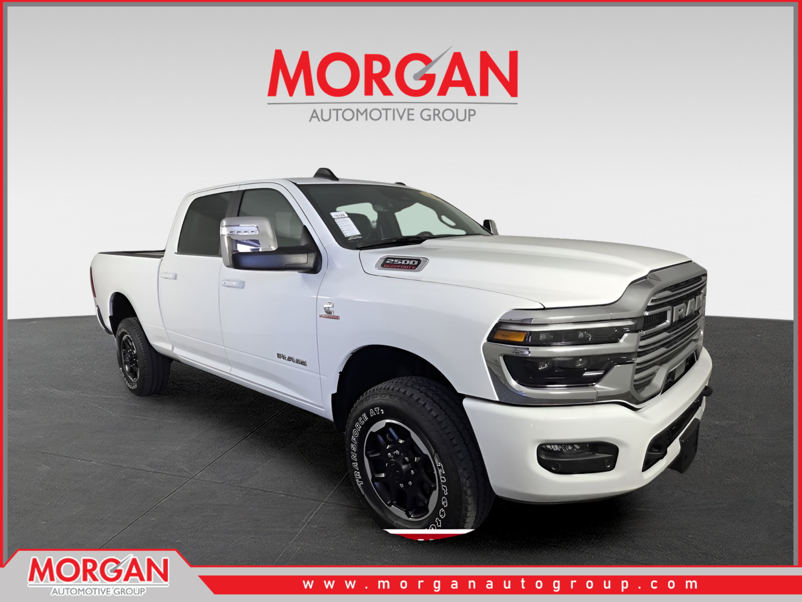 2026 Ram 2500 Laramie in White — front three-quarter view