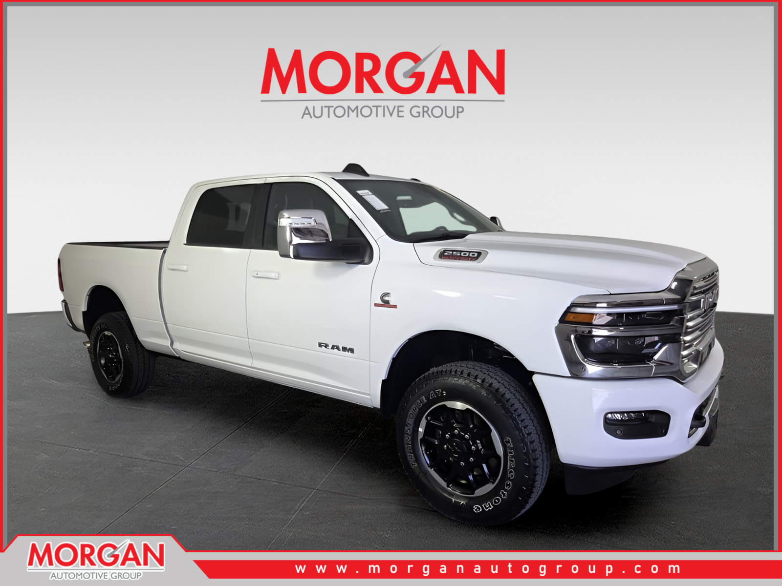 2026 Ram 2500 Laramie in White — front three-quarter view