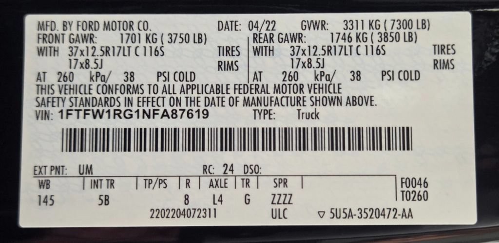 Certified Used 2022 Black Ford Raptor image 33