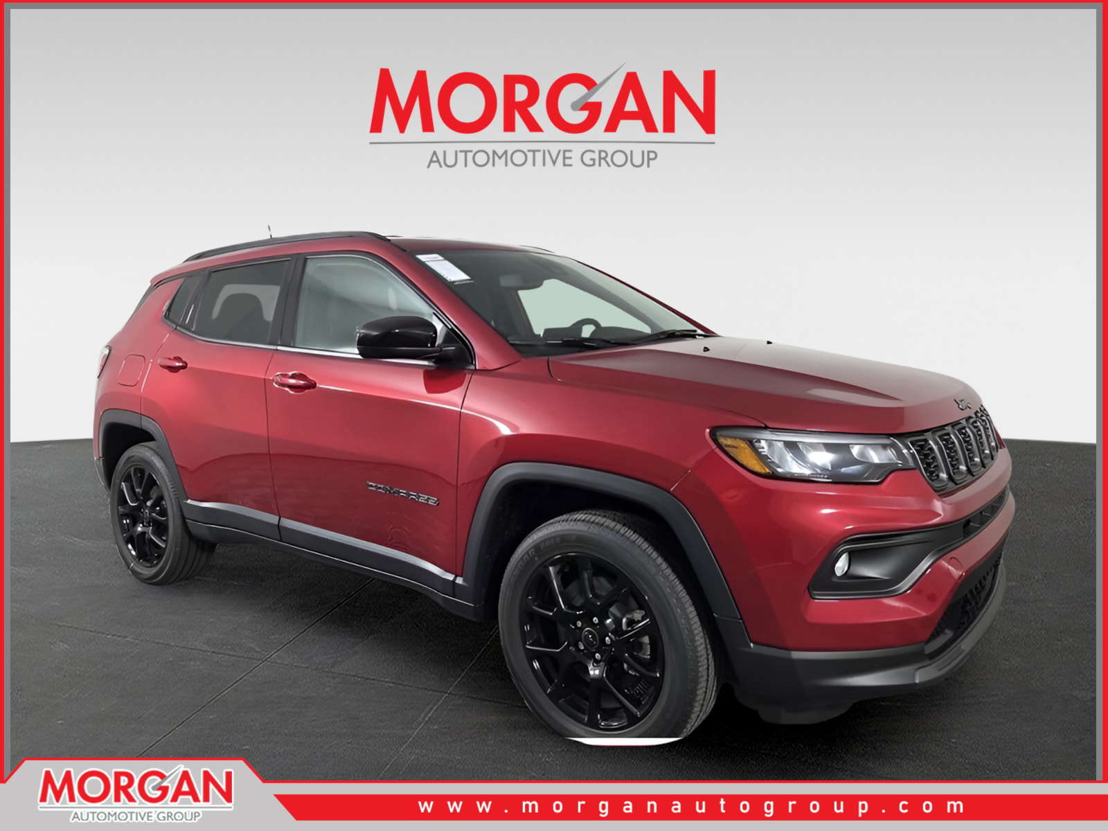 2026 Jeep Compass Latitude in Red — front three-quarter view