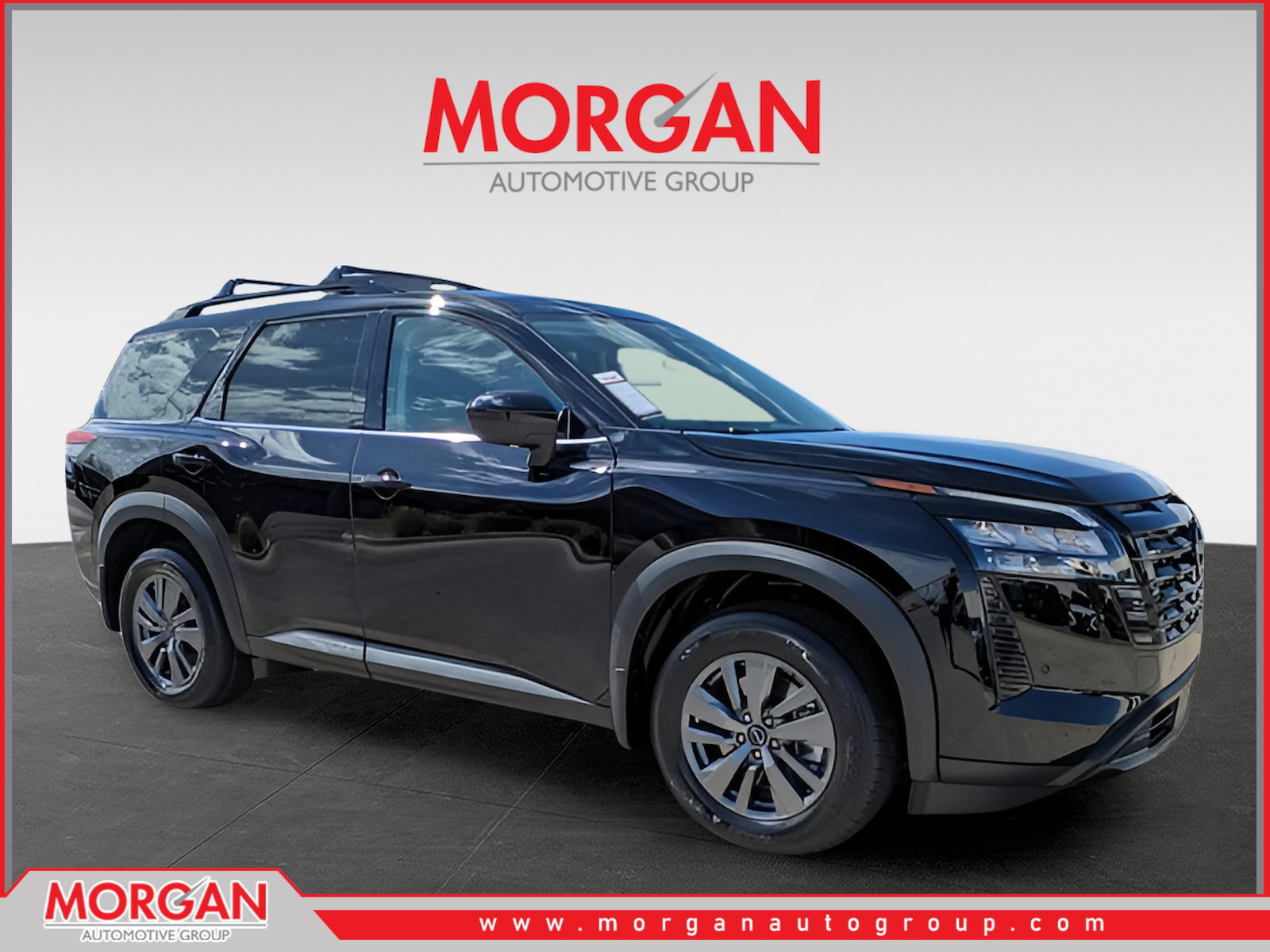 2026 Nissan Pathfinder SV in Black — front three-quarter view