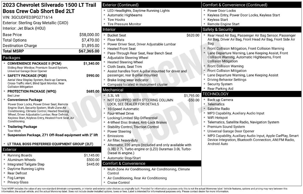 Used 2023 Gray Chevrolet LT Trail Boss image 2