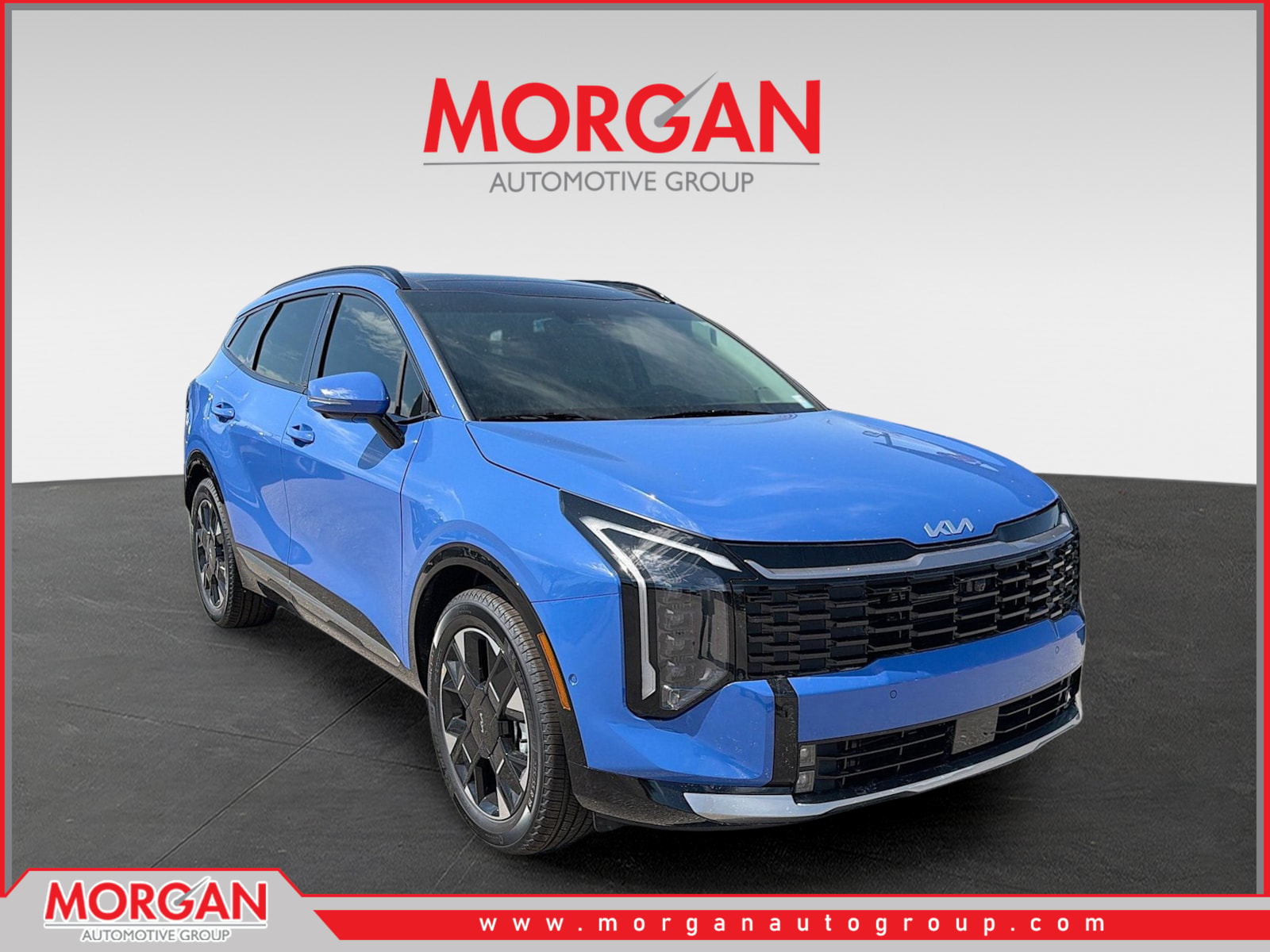 2026 Kia Sportage SX-Prestige in Nebular Blue — front three-quarter view