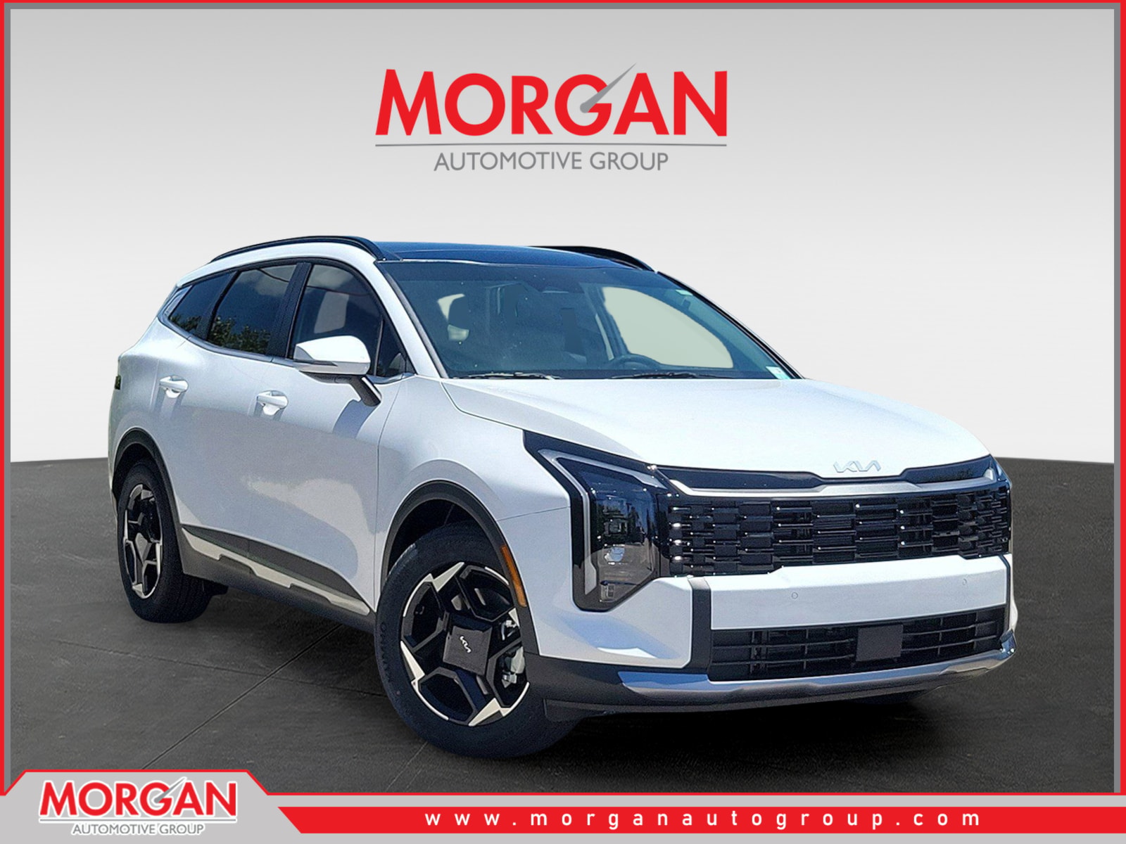 2026 Kia Sportage EX in Glacial White Pearl — front three-quarter view