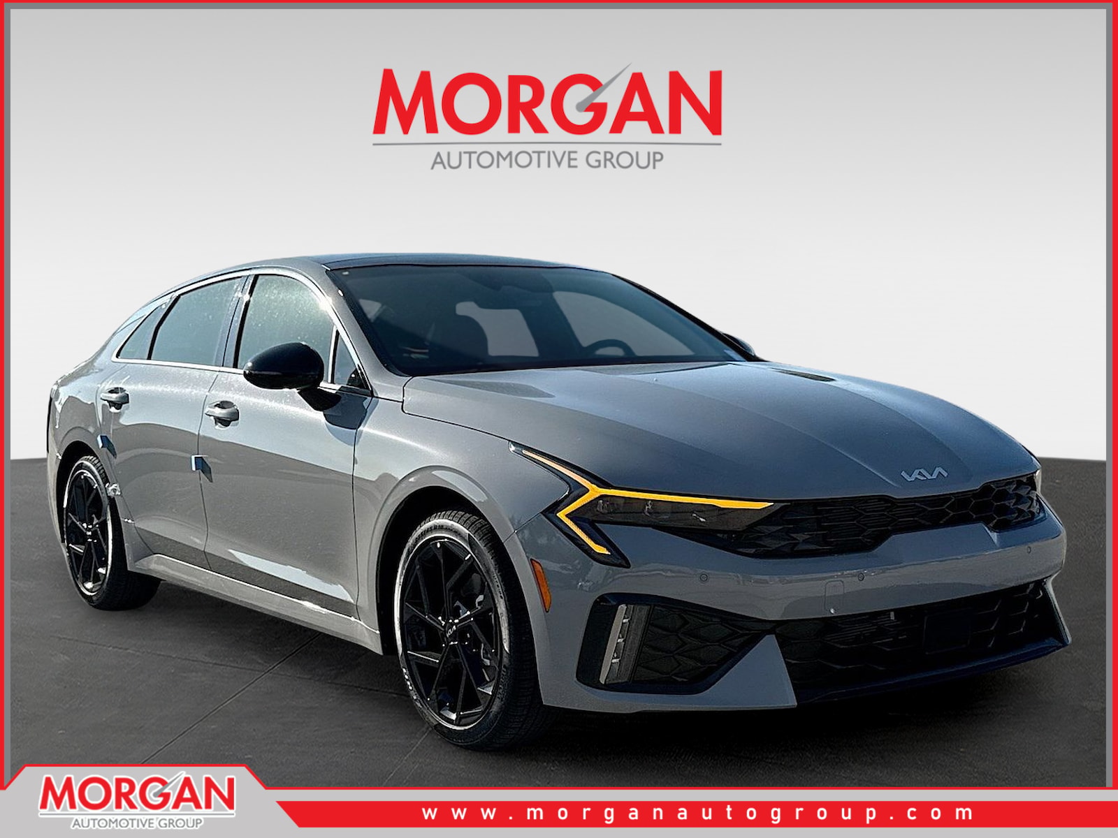 2026 Kia K5 GT-Line in Wolf Gray — front three-quarter view