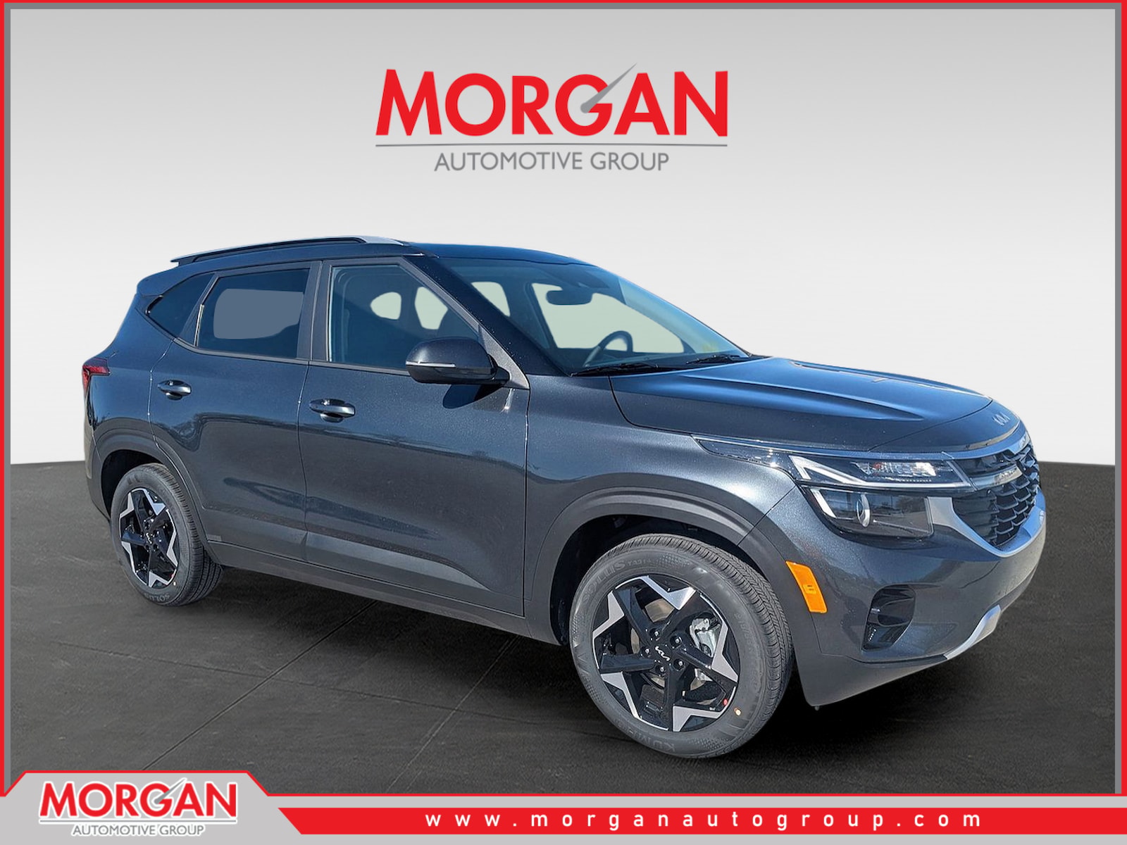 2026 Kia Seltos S in Gravity Gray — front three-quarter view