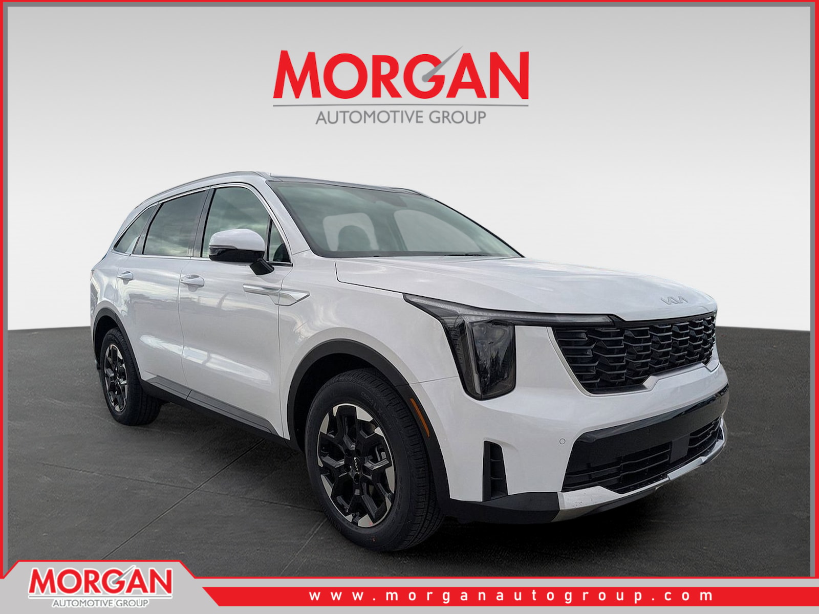 2026 Kia Sorento S in Glacial White Pearl — front three-quarter view