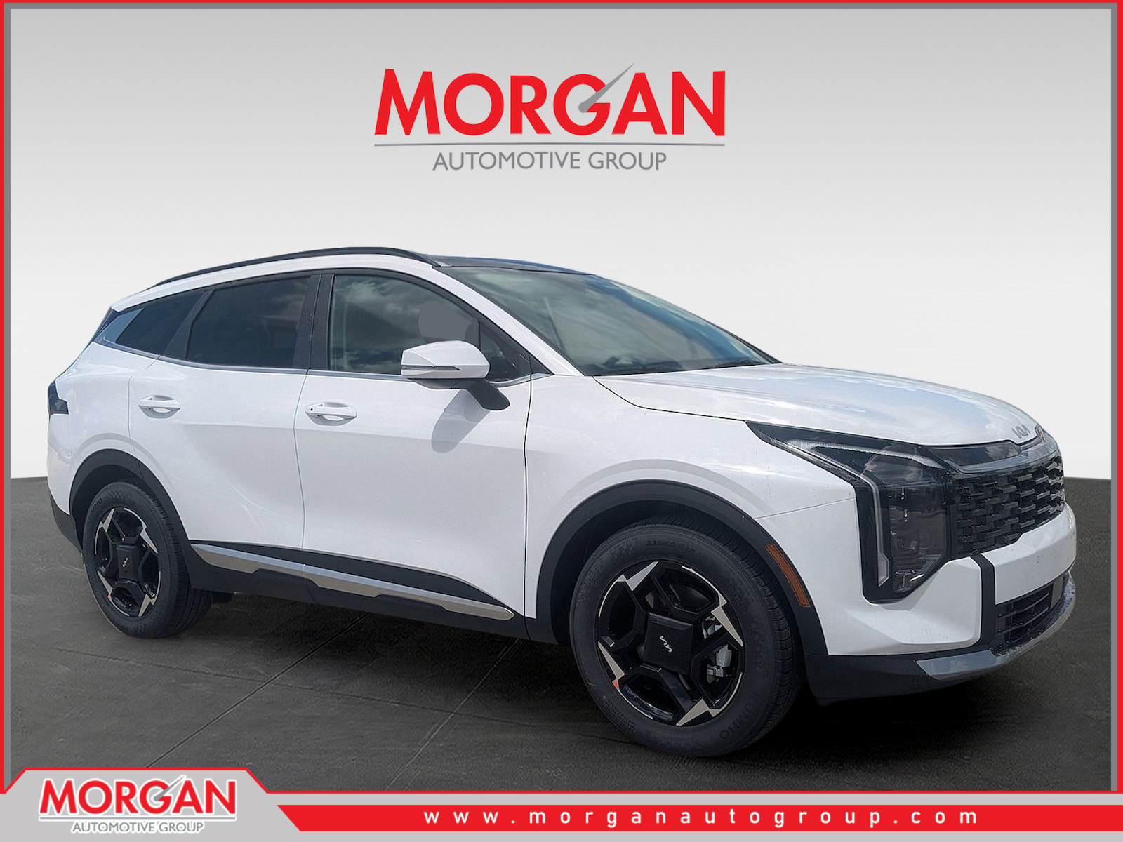 2026 Kia Sportage EX in Glacial White Pearl — front three-quarter view