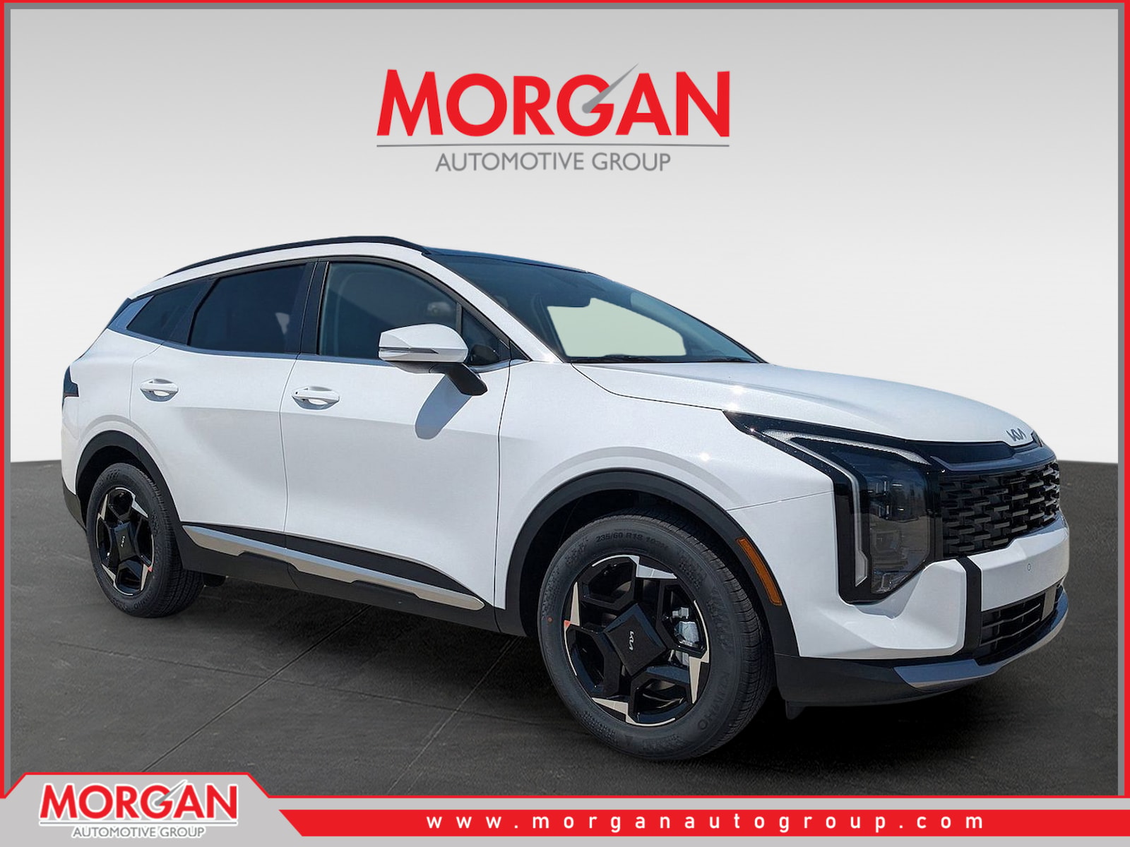 2026 Kia Sportage EX in Glacial White Pearl — front three-quarter view