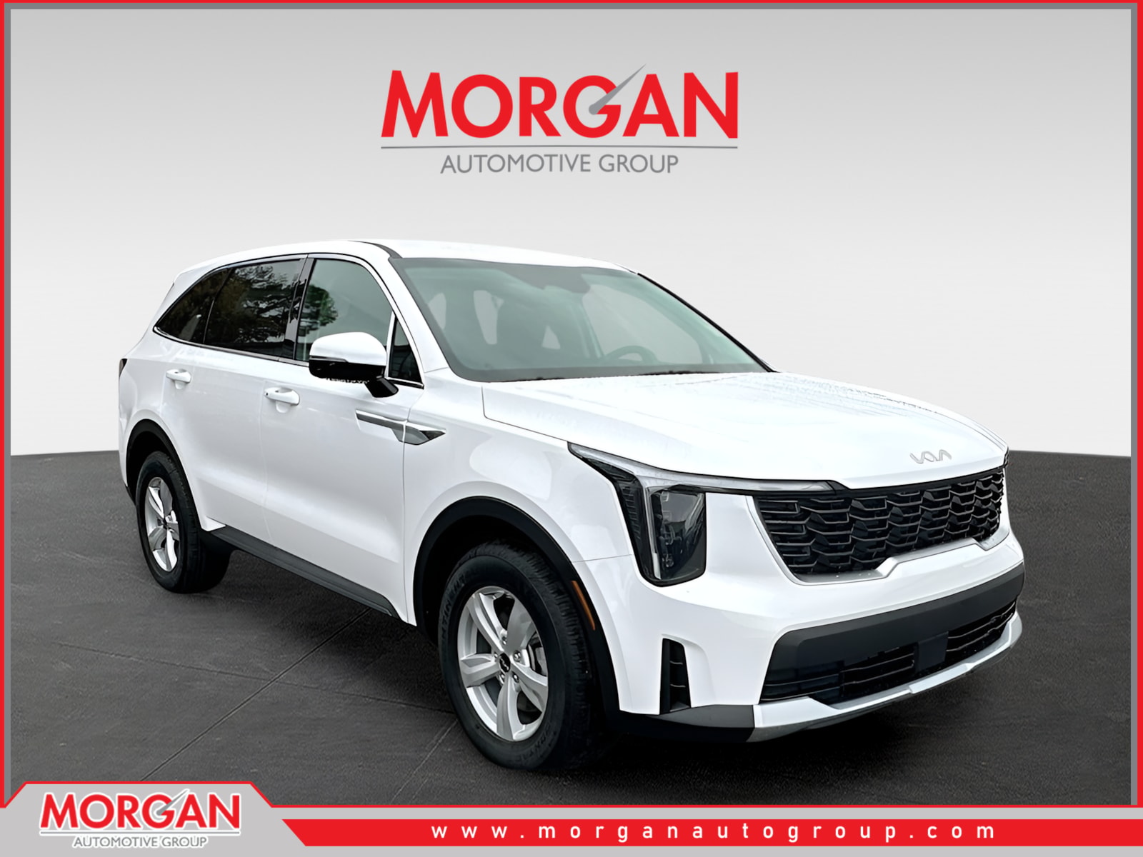 2026 Kia Sorento LX in White — front three-quarter view