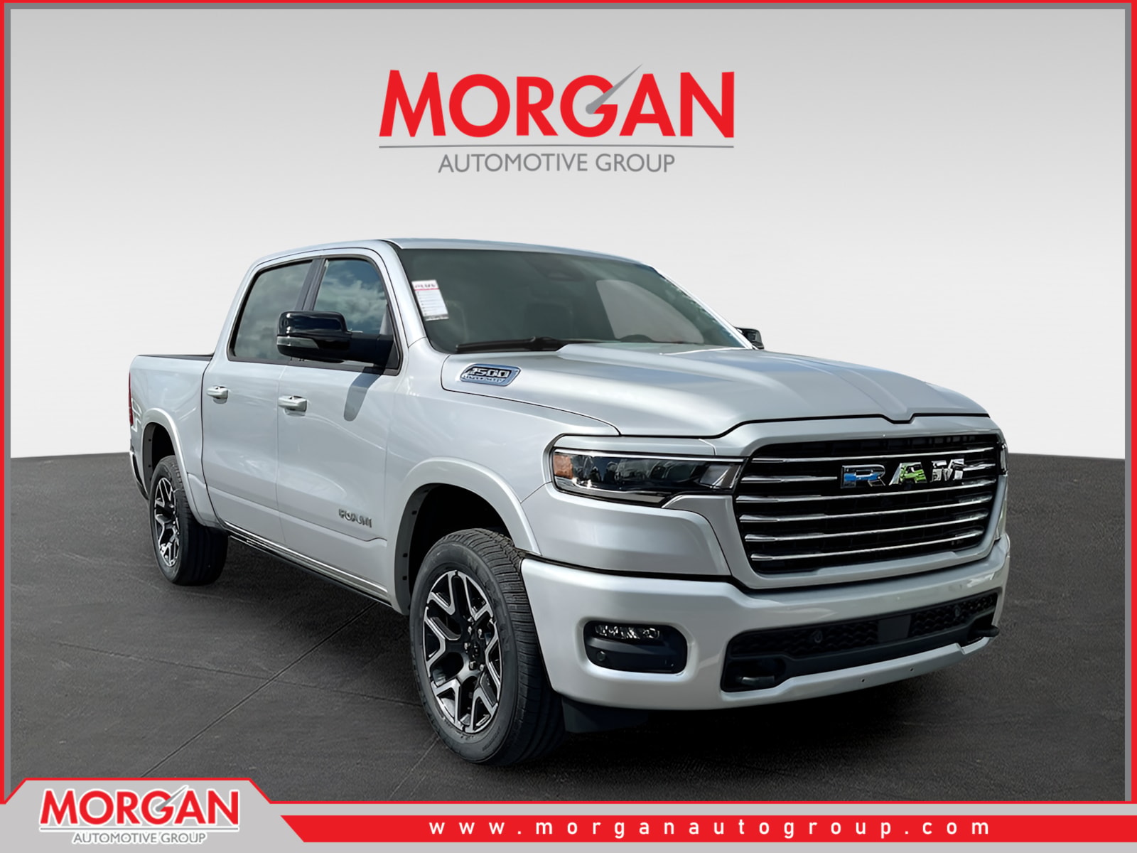 2026 Ram 1500 Laramie in Silver — front three-quarter view