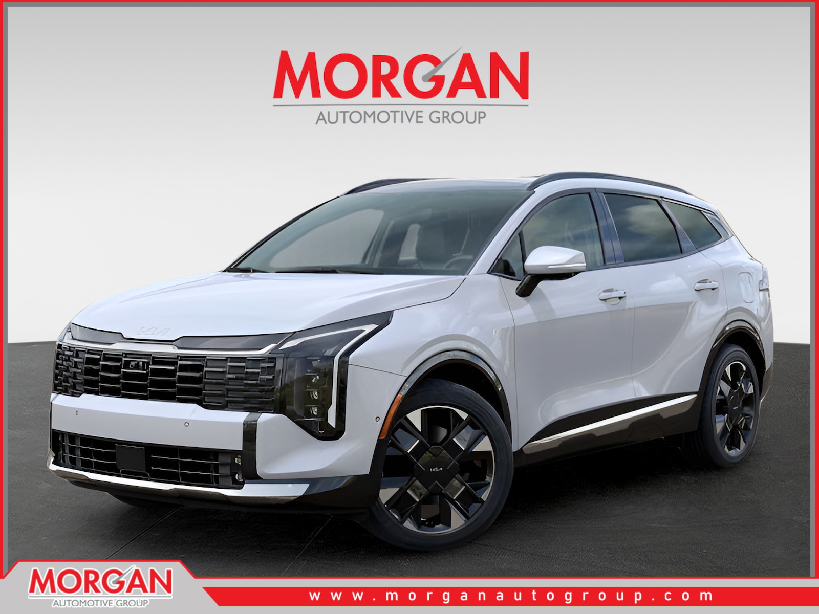 2026 Kia Sportage SX-Prestige in Glacial White Pearl — front three-quarter view