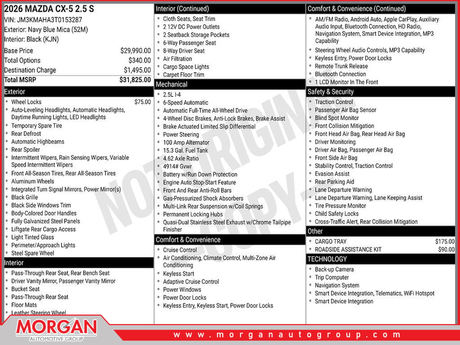 New 2026 Mazda CX-5 2.5 S 4D Sport Utility in #0153287 | Morgan