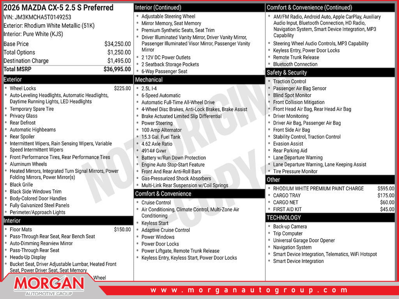 New 2026 Mazda CX-5 2.5 S Preferred 4D Sport Utility in #0149253